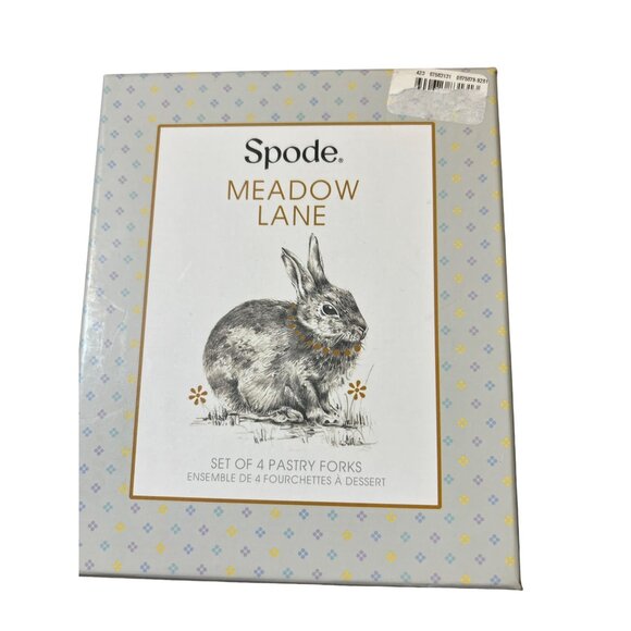 Spode Other - Spode Meadow Lane Set of 4 Pastry Forks Rabbits Bunnies Gold Tone New in Box